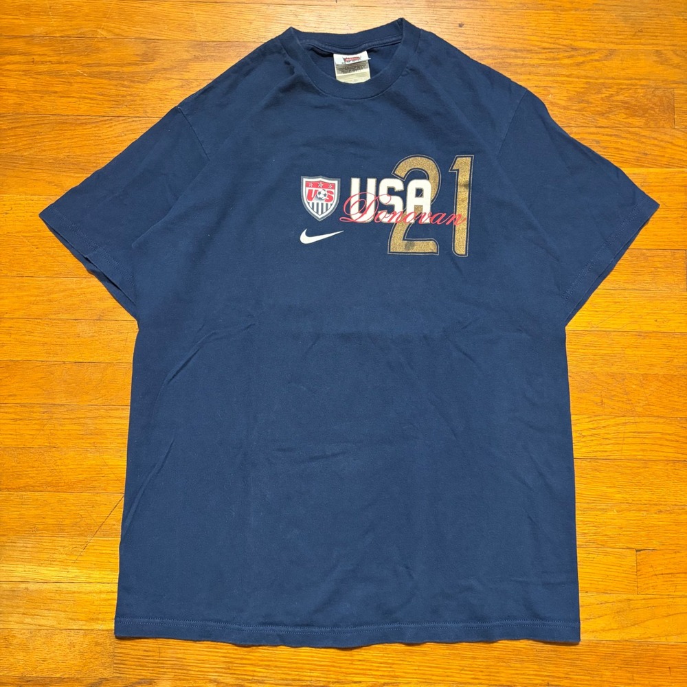 Nike Team USA Soccer Landon Donovan 21 Graphic T-Shirt Navy Mens Medium
